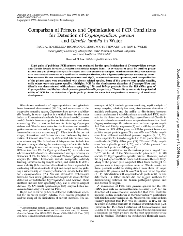 (PDF) Comparison of primers and optimization of PCR conditions for ...