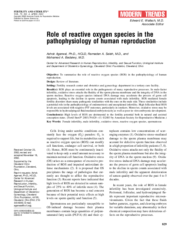 (PDF) Role of reactive oxygen species in the pathophysiology of human ...