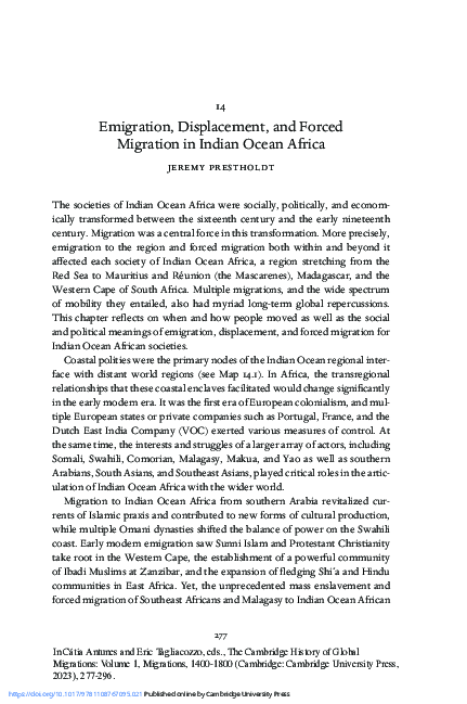 (PDF) Emigration, Displacement, and Forced Migration in Indian Ocean Africa