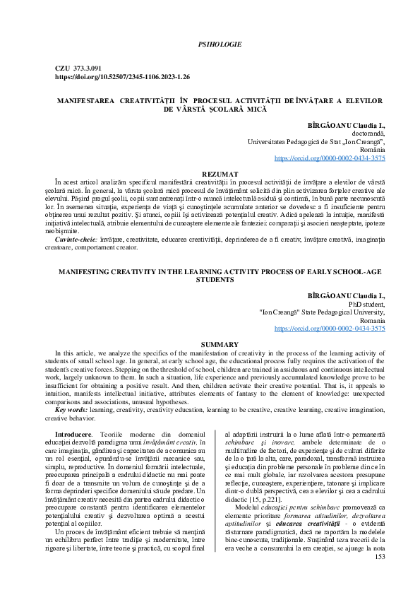 (PDF) Manifesting creativity in the learning activity process of early ...