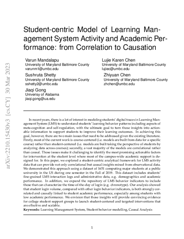 (PDF) Student-centric Model of Learning Management System Activity and ...