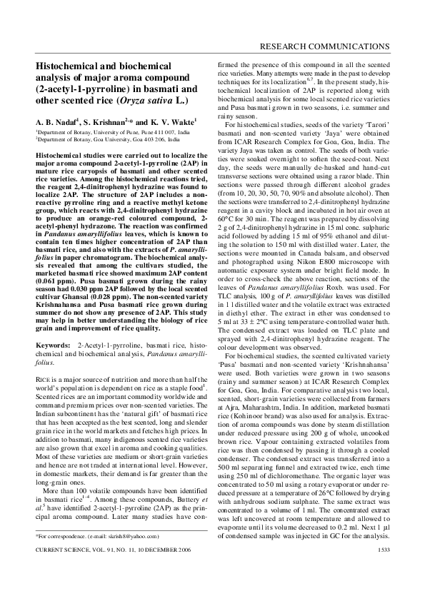 (PDF) Histochemical and biochemical analysis of major aroma compound (2 ...
