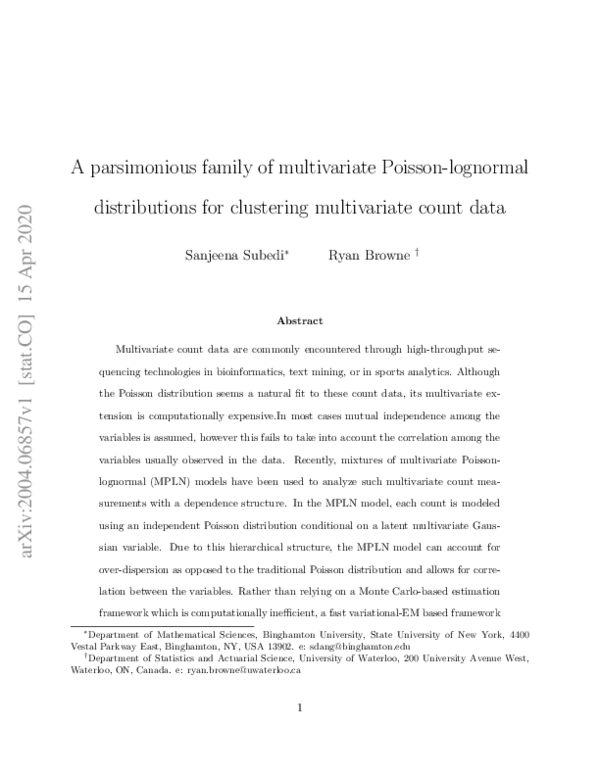 (PDF) A parsimonious family of multivariate Poisson-lognormal ...