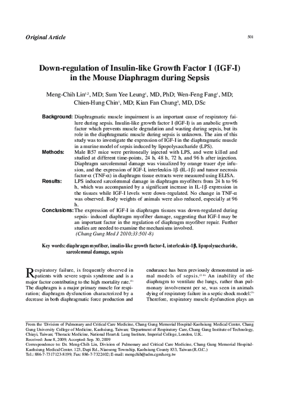 (PDF) Down-regulation of insulin-like growth factor I (IGF-I) in the ...