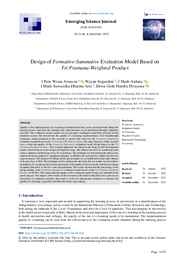 (PDF) Design of Formative-Summative Evaluation Model Based on Tri ...