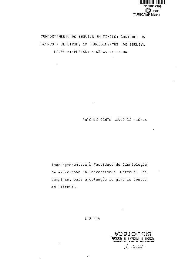 (PDF) Comportamento de esquiva em pombos : controle da resposta de ...