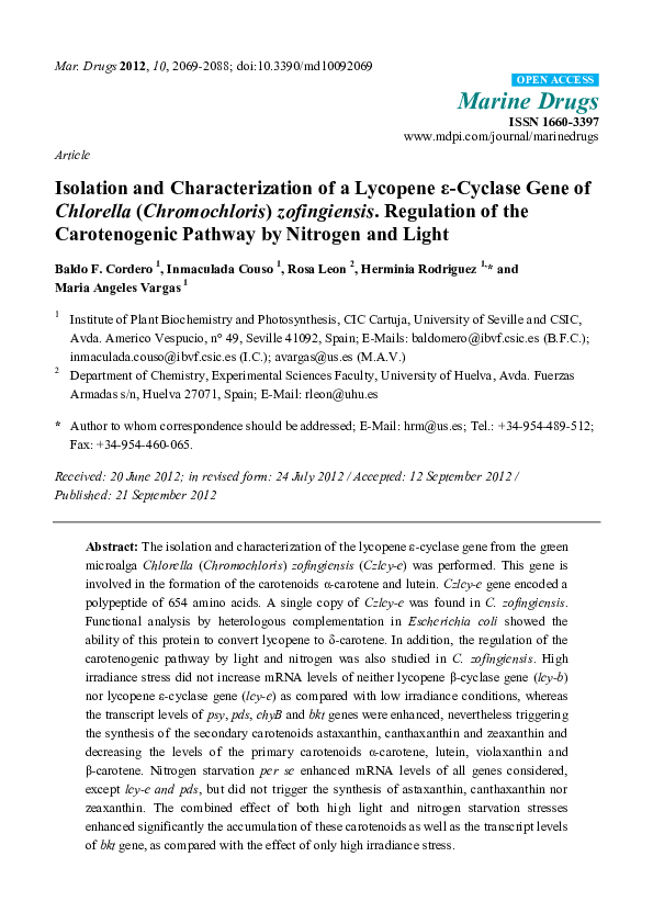 (PDF) Article Isolation and Characterization of a Lycopene ε-Cyclase ...