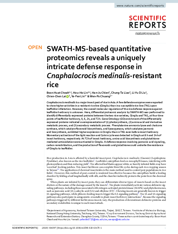(PDF) SWATH-MS-based quantitative proteomics reveals a uniquely ...