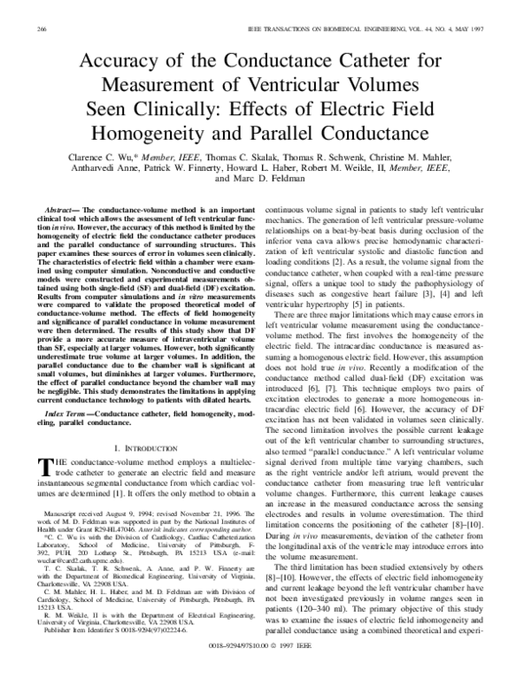 (PDF) Accuracy of the conductance catheter for measurement of ...