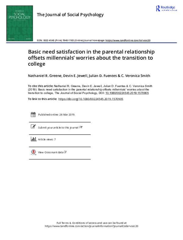 (PDF) Basic need satisfaction in the parental relationship offsets ...