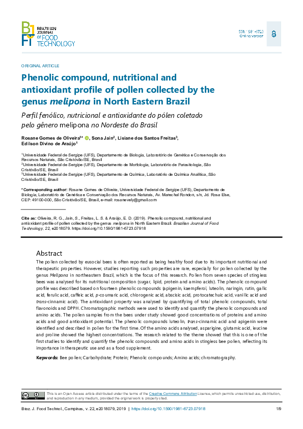 (PDF) Phenolic compound, nutritional and antioxidant profile of pollen ...