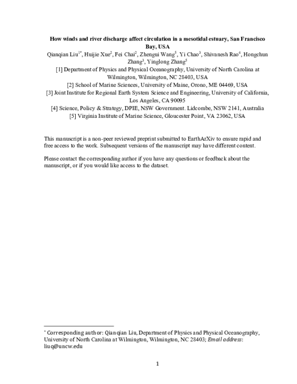 (PDF) How winds and river discharge affect circulation in a mesotidal ...