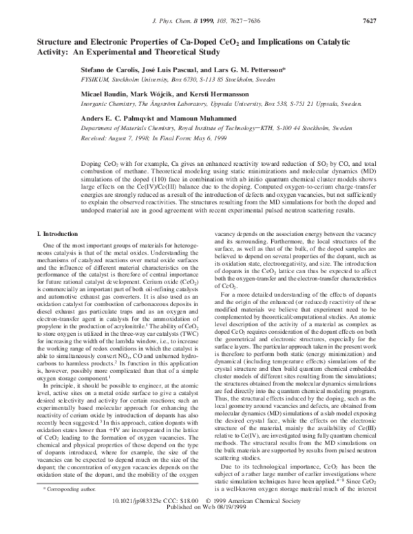 (PDF) Structure and Electronic Properties of Ca-Doped CeO2 and ...