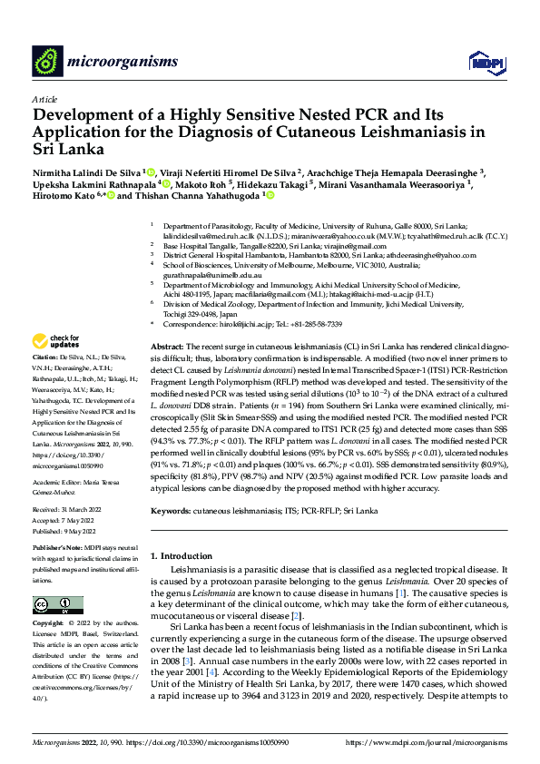 (PDF) Development of a Highly Sensitive Nested PCR and Its Application ...