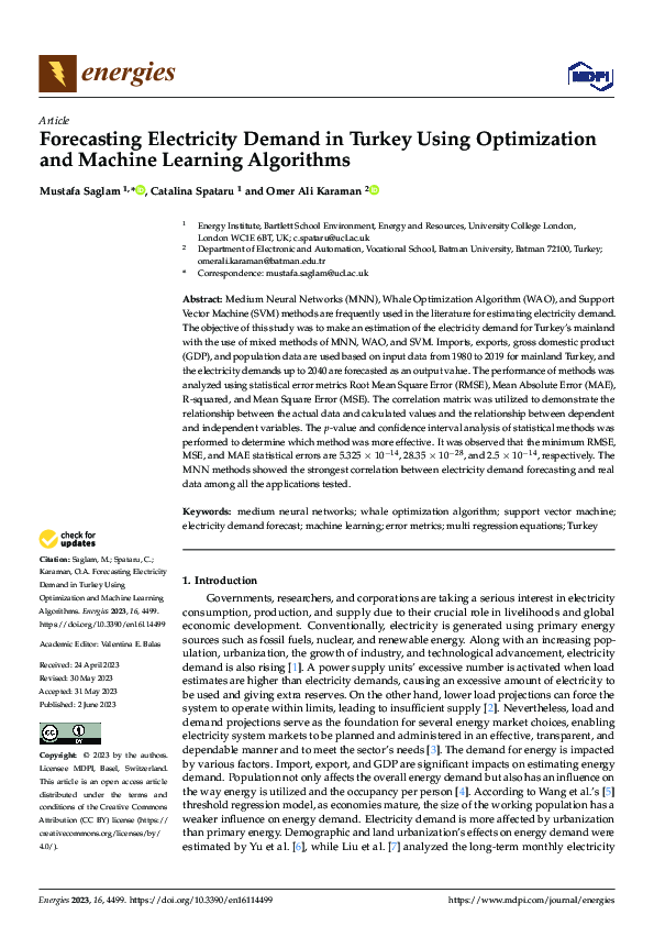 (PDF) Forecasting Electricity Demand in Turkey Using Optimization and ...