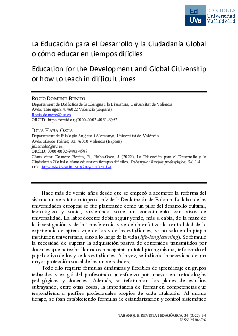 (PDF) La Educación para el Desarrollo y la Ciudadanía Global o cómo ...