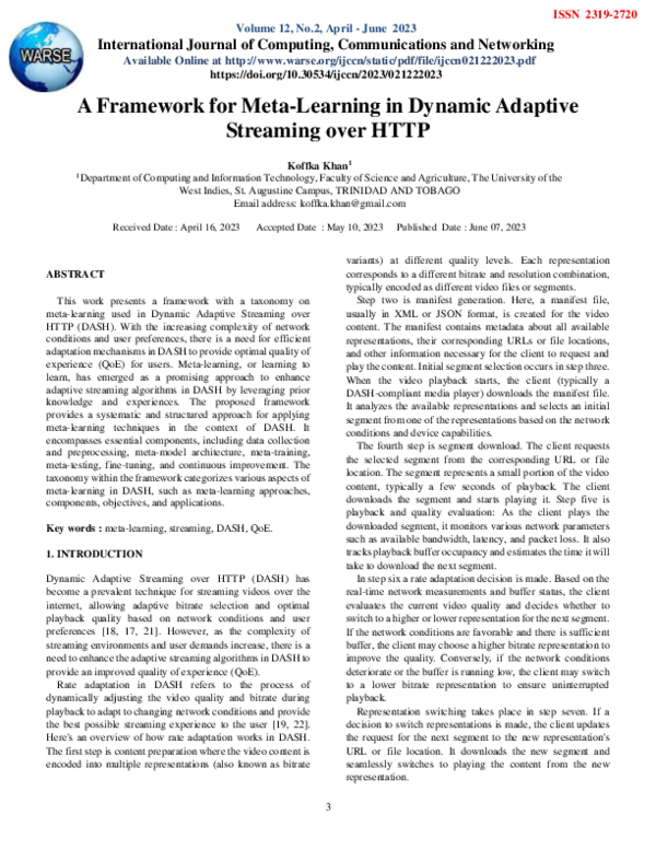 (PDF) A Framework for Meta-Learning in Dynamic Adaptive Streaming over HTTP