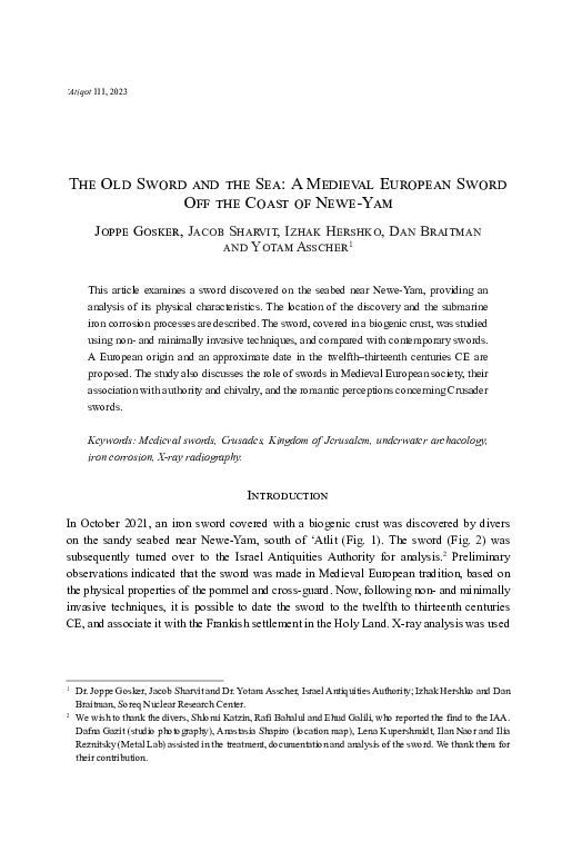 (PDF) The Old Sword and the Sea: A Medieval European Sword Off the ...