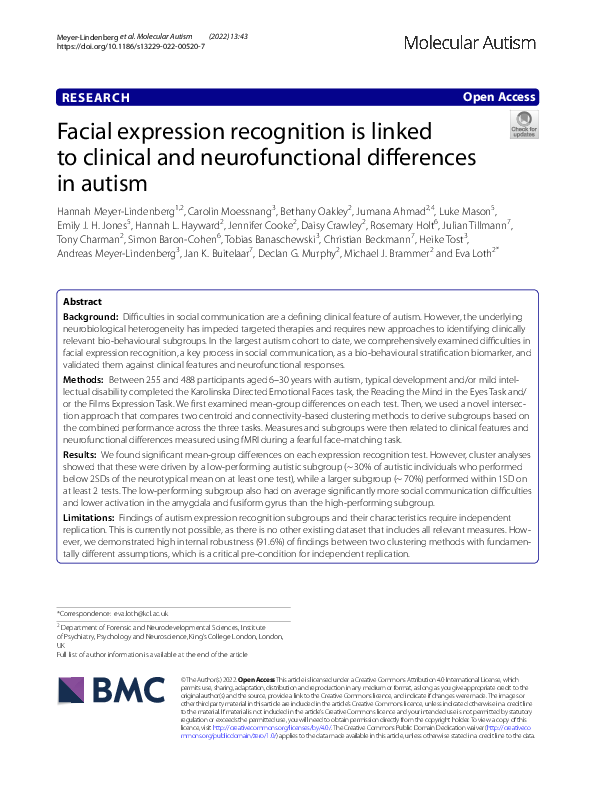 (PDF) Facial expression recognition is linked to clinical and ...