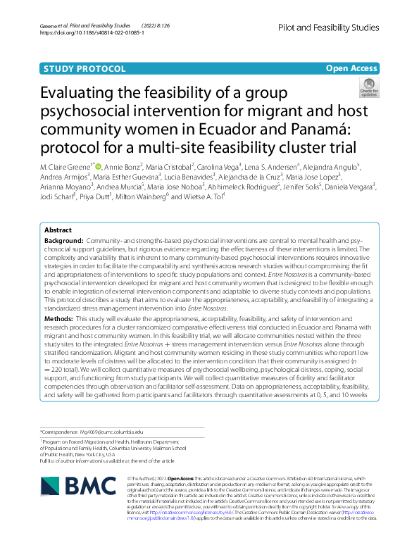 (PDF) Evaluating the feasibility of a group psychosocial intervention ...