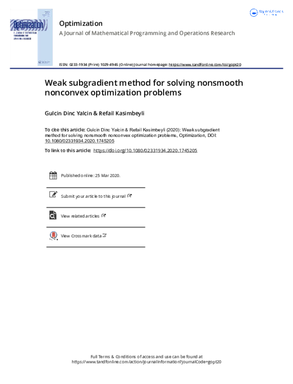 (PDF) Weak subgradient method for solving nonsmooth nonconvex ...