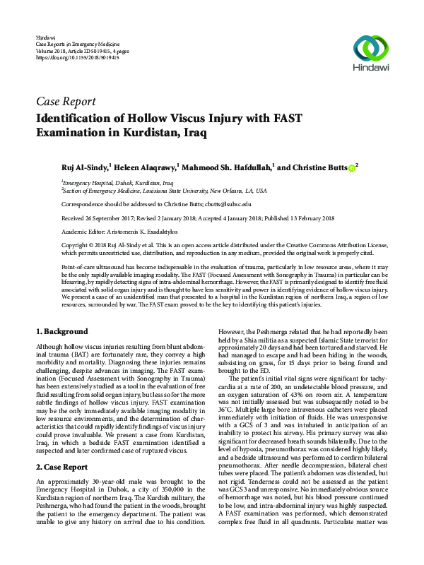 (PDF) Identification of Hollow Viscus Injury with FAST Examination in ...