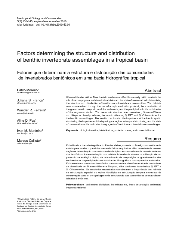 (PDF) Factors determining the structure and distribution of benthic ...