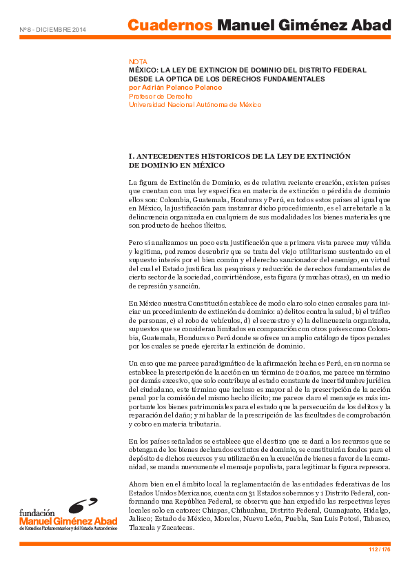 (PDF) México:: La ley de extincion de dominio del distrito federal ...