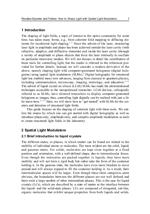 (PDF) How to Shape Light with Spatial Light Modulators