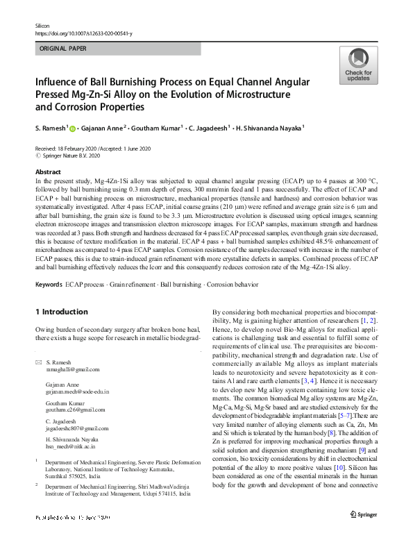 (PDF) Influence of Ball Burnishing Process on Equal Channel Angular ...