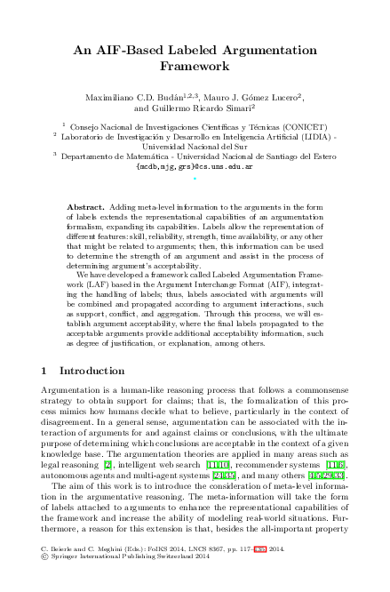 (PDF) An AIF-Based Labeled Argumentation Framework