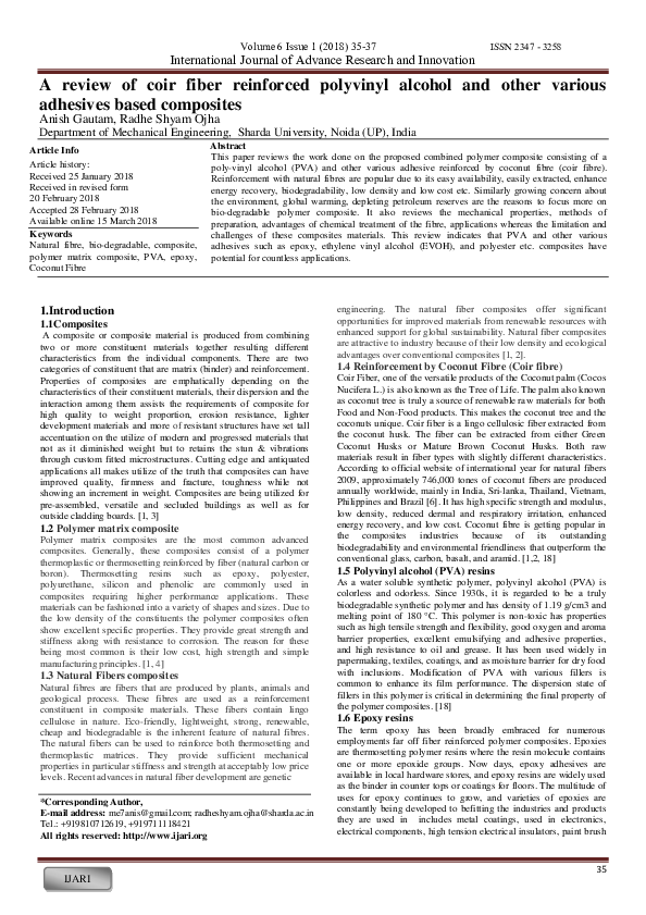 (PDF) A review of coir fiber reinforced polyvinyl alcohol and other ...
