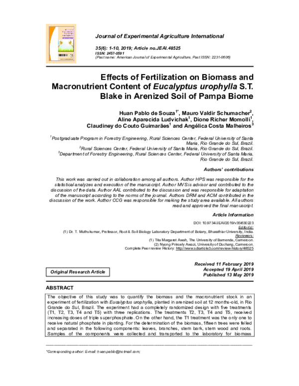 (PDF) Effects of Fertilization on Biomass and Macronutrient Content of ...