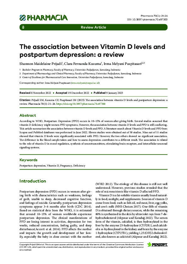 (PDF) The association between Vitamin D levels and postpartum ...