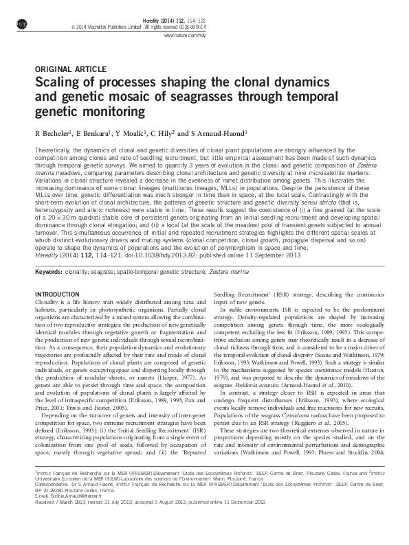 (PDF) Scaling of processes shaping the clonal dynamics and genetic ...