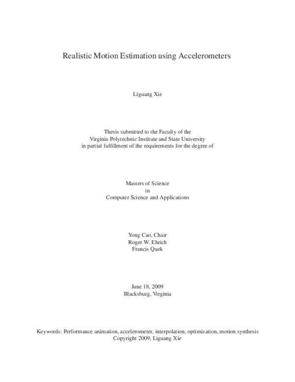 (PDF) Realistic Motion Estimation Using Accelerometers