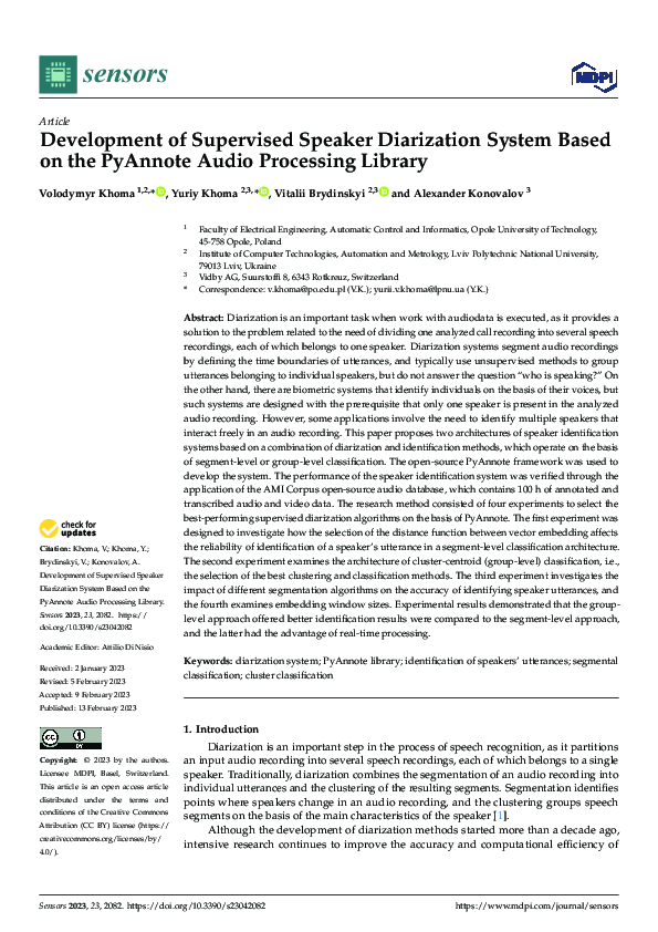 (PDF) Development of Supervised Speaker Diarization System Based on the ...
