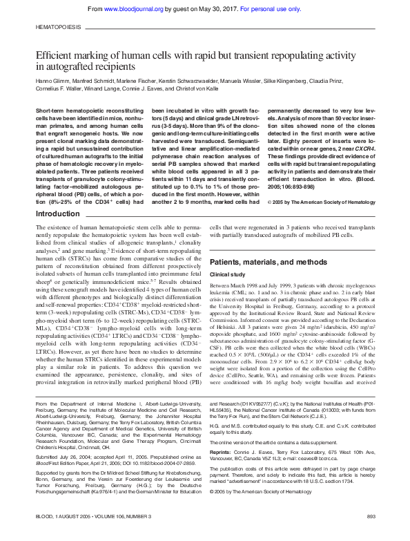 (PDF) Efficient marking of human cells with rapid but transient ...