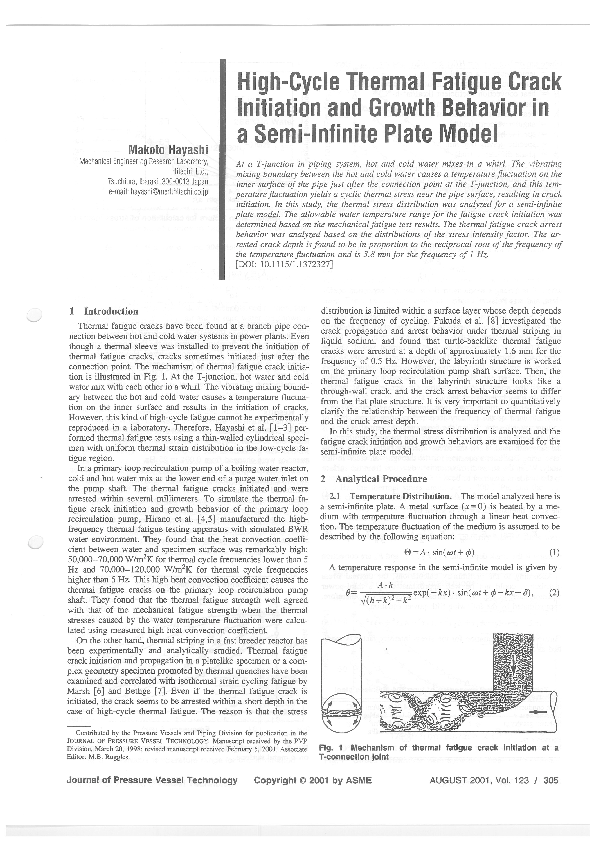 (PDF) High-Cycle Thermal Fatigue Crack Initiation and Growth Behavior ...