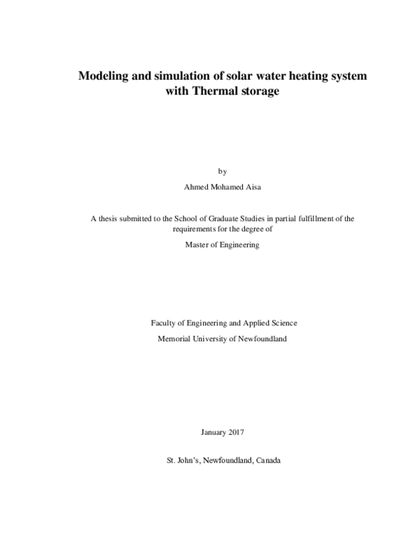 (PDF) Modeling and simulation of solar water heating system with ...