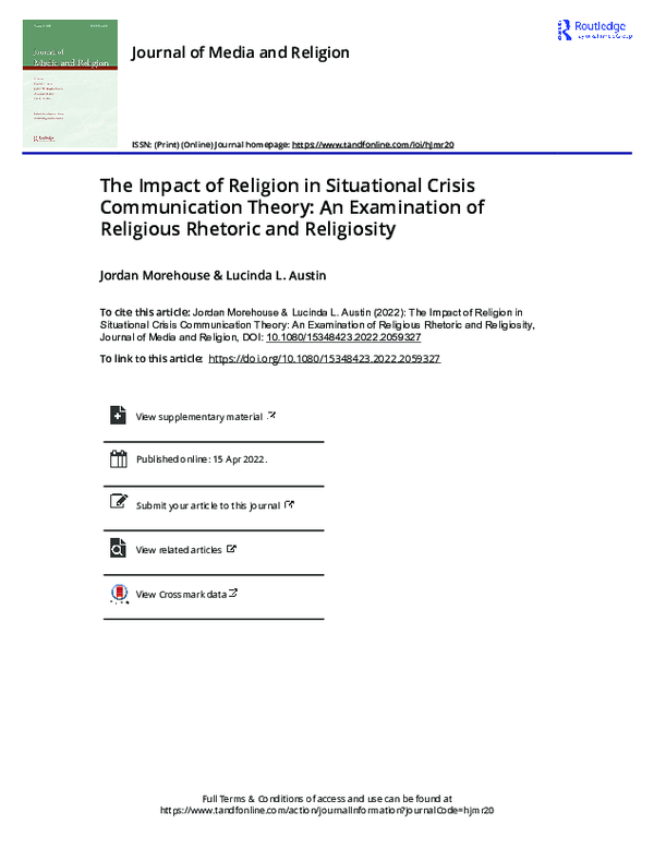 (PDF) The Impact of Religion in Situational Crisis Communication Theory ...