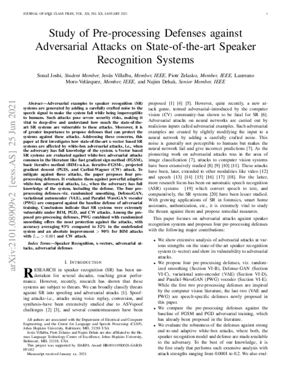 (PDF) Study of Pre-Processing Defenses Against Adversarial Attacks on ...
