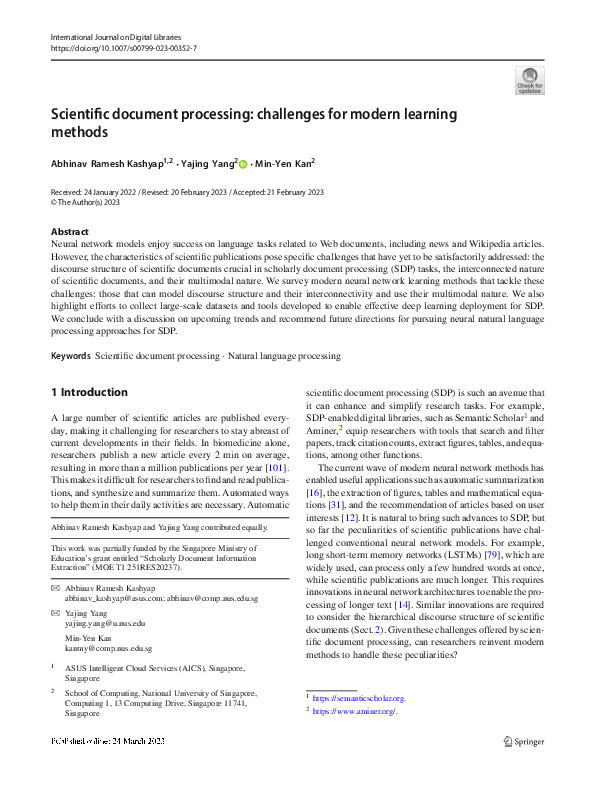 (PDF) Scientific document processing: challenges for modern learning ...