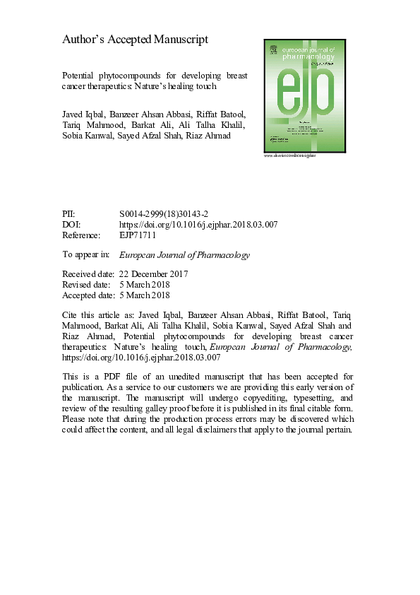 PDF) Potential phytocompounds for developing breast cancer