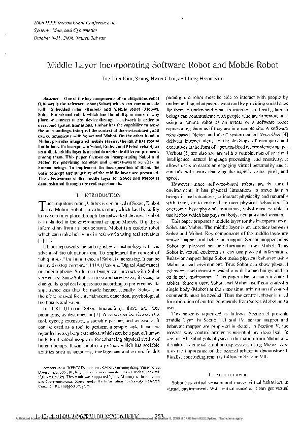 (PDF) Middle Layer Incorporating Software Robot and Mobile Robot