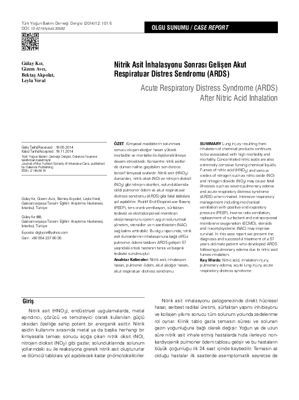 (PDF) Acute Respiratory Distress Syndrome (ARDS) After Nitric Acid ...