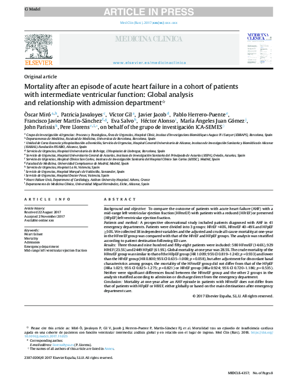 (PDF) Mortality after an episode of acute heart failure in a cohort of ...
