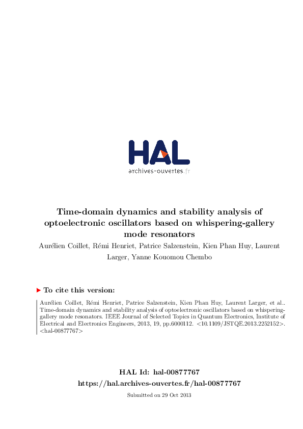 (PDF) Time-Domain Dynamics and Stability Analysis of Optoelectronic ...