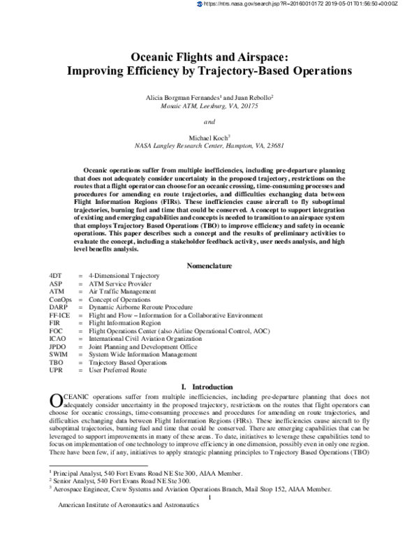 (PDF) Oceanic Flights and Airspace: Improving Efficiency by Trajectory ...