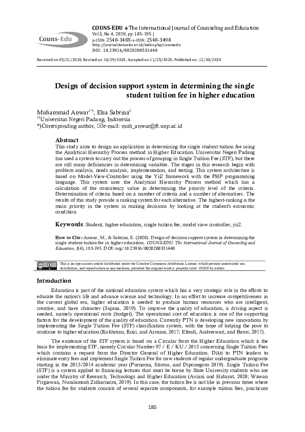 (PDF) Design of decision support system in determining the single ...